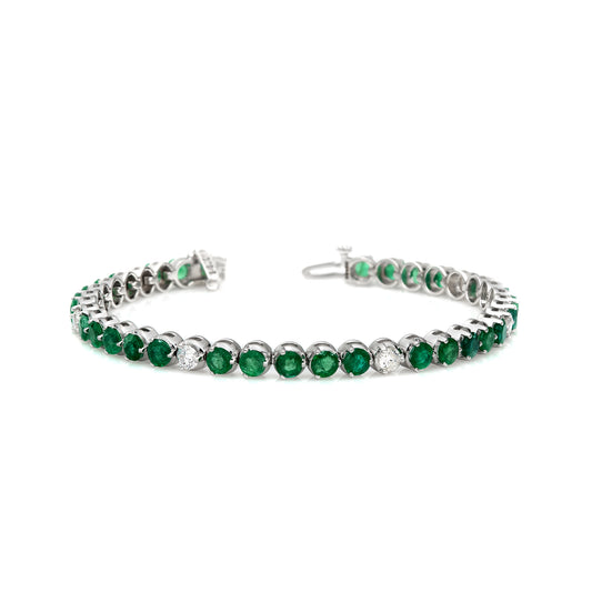 Three Prong Diamond & Fancy Color Alternating Bracelet