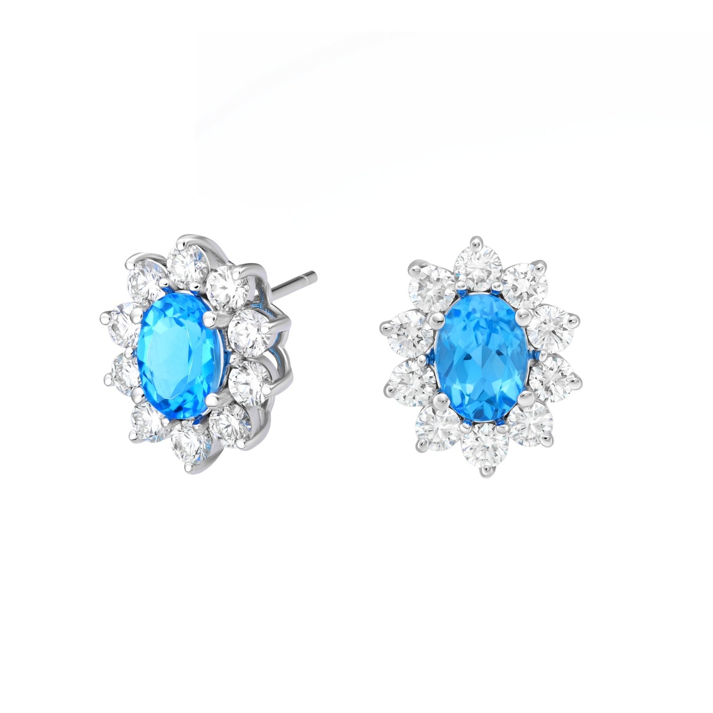 Multicolor Oval Halo Earrings