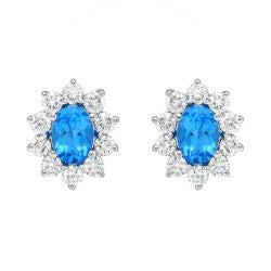 Multicolor Oval Halo Earrings