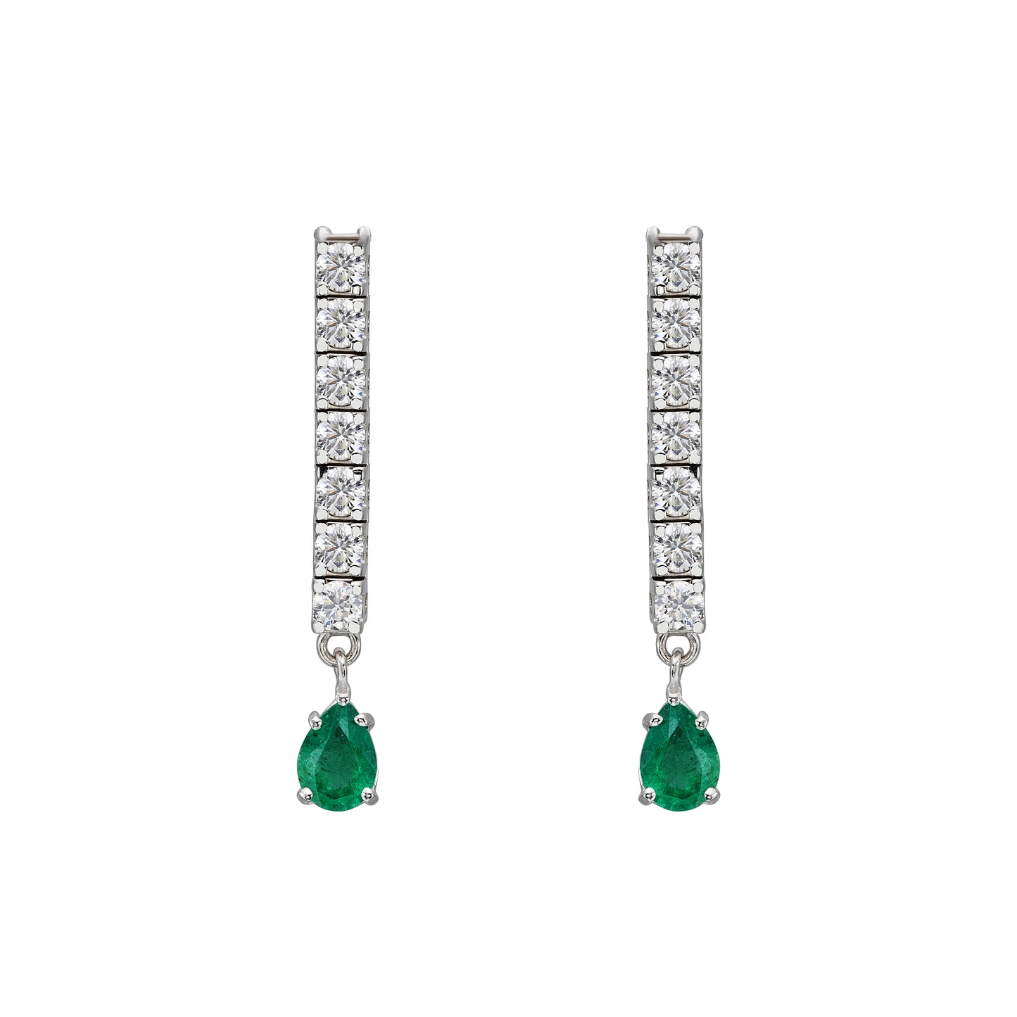 Diamond & Pear Emerald Drop Earrings