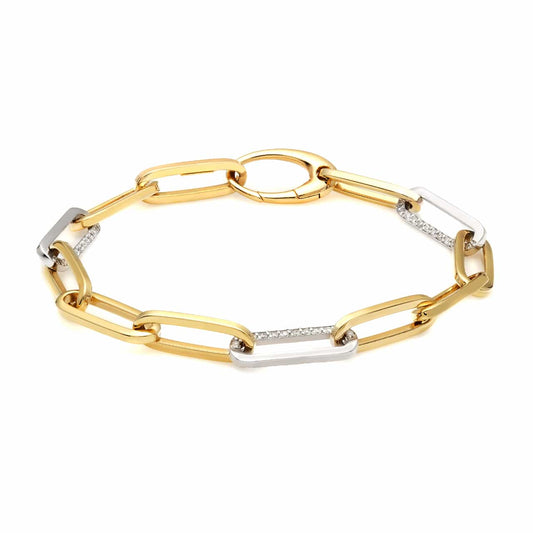 Three Diamond Link Paperclip Bracelet
