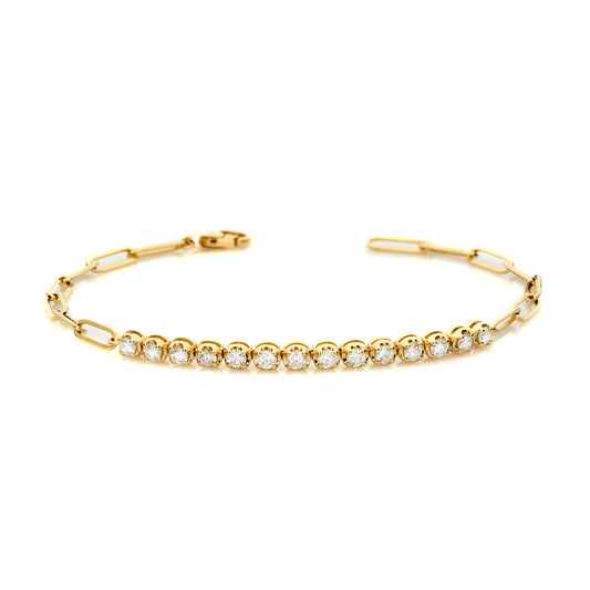 Round Diamond & Paperclip Chain Bracelet