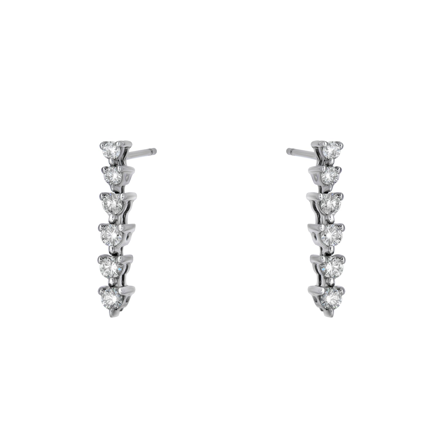 Graduated One Line Drop 3 Prong Earrings