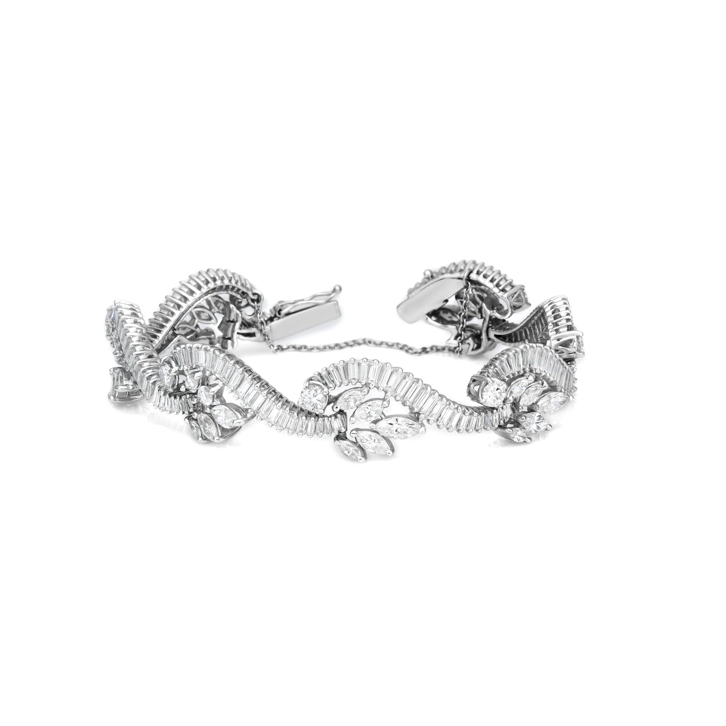 Baguette Wave & Marquise Flower Bracelet