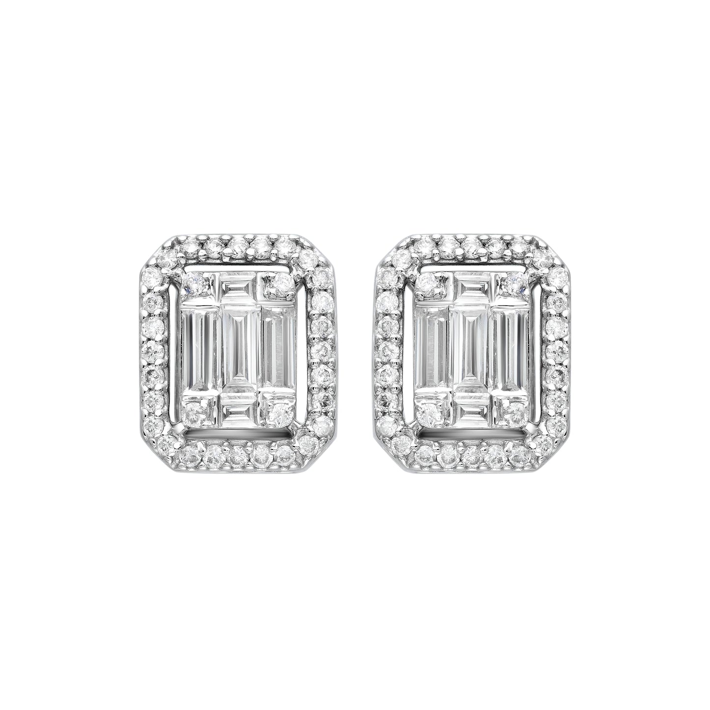 Studs Emerald Halo Illusion Earrings