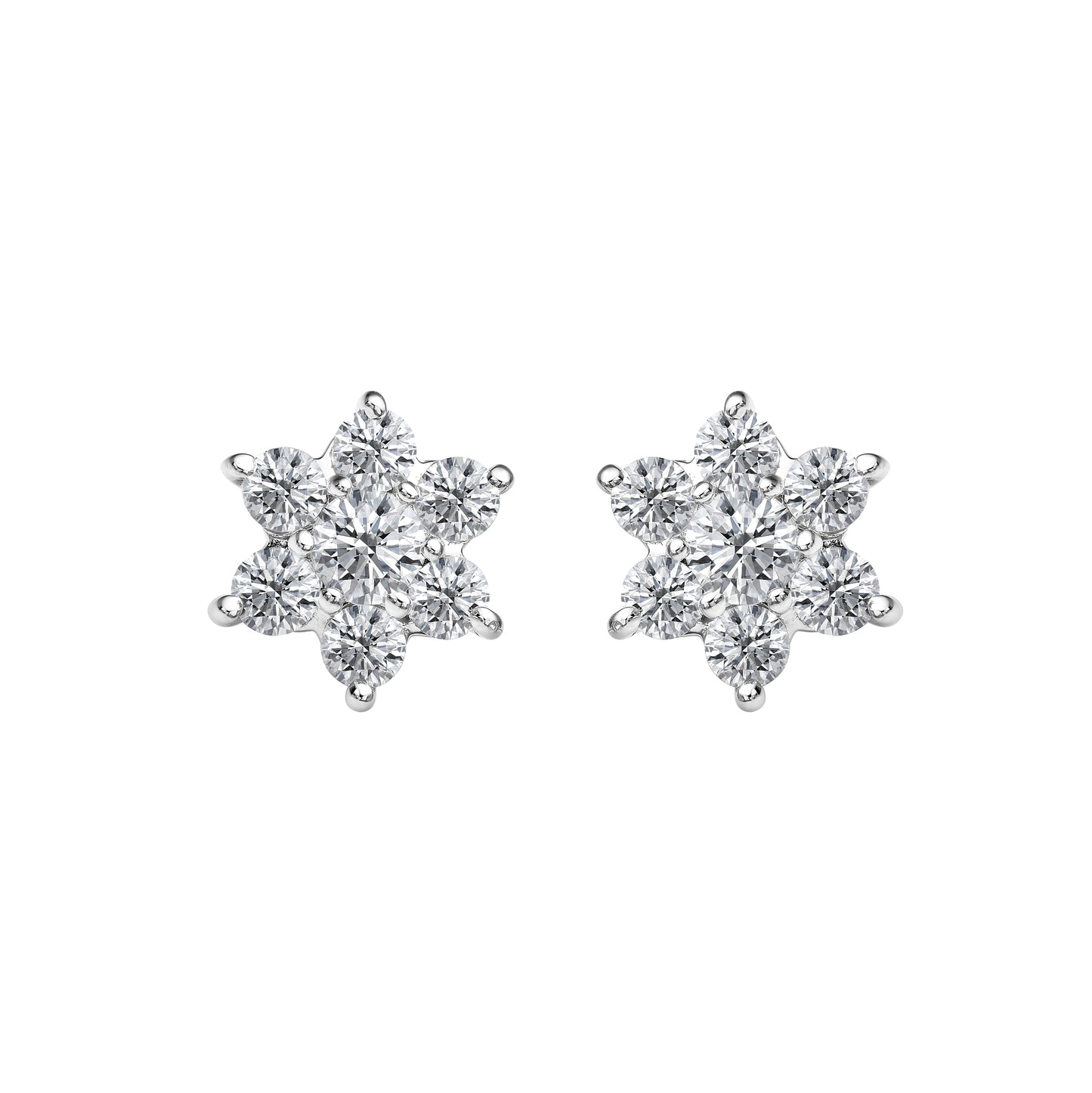 Studs Flower Round Center Cluster Earrings