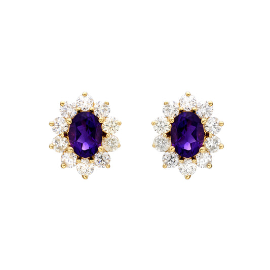 Multicolor Oval Halo Earrings