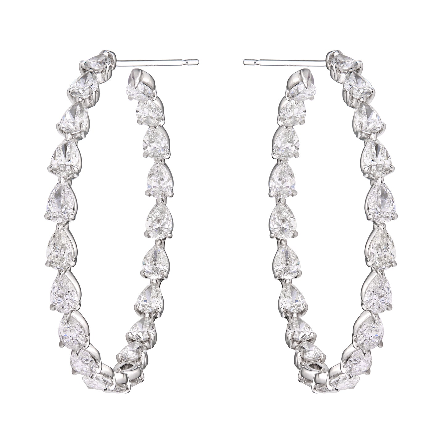 Pear Diamond Hoops