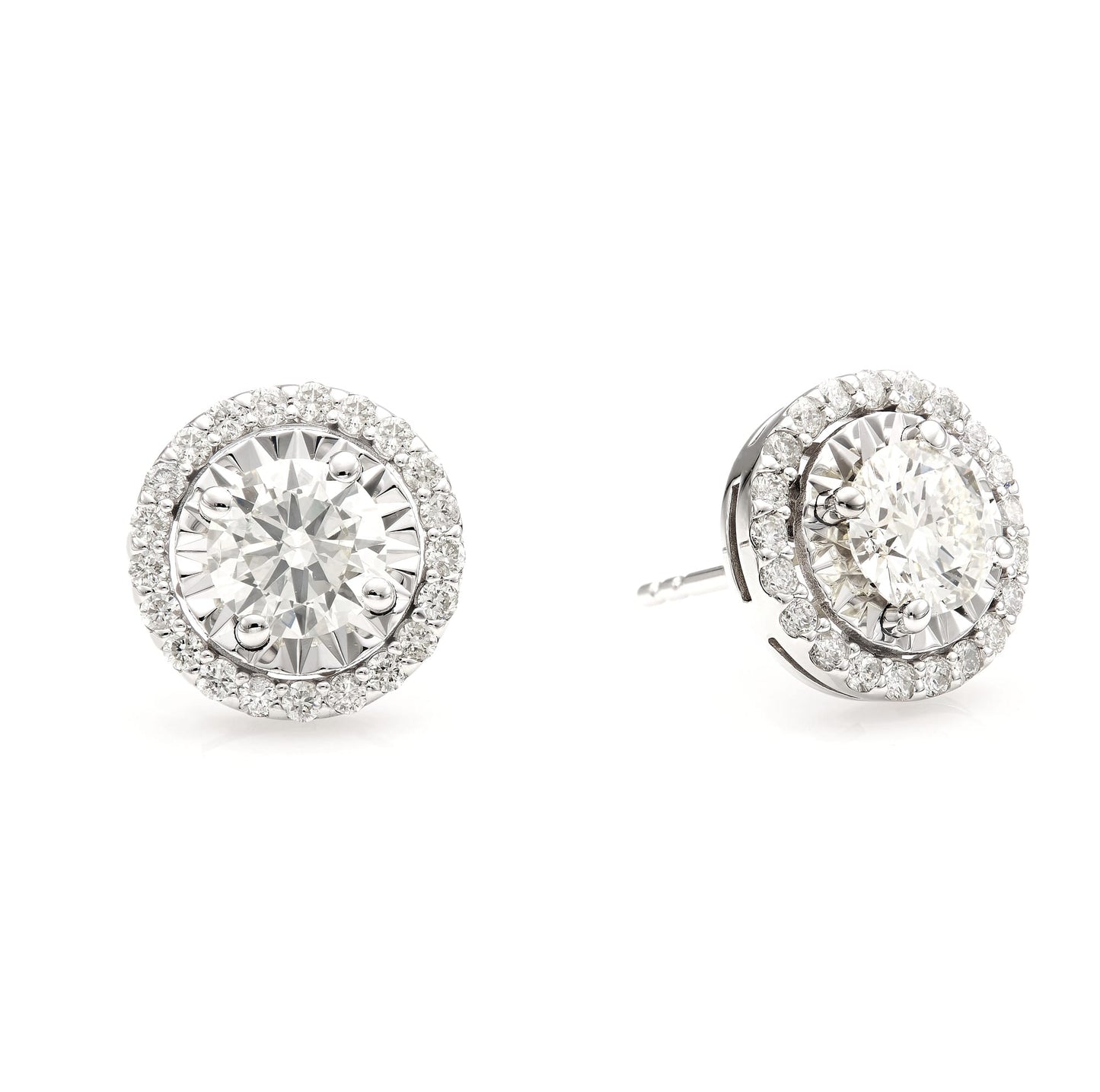 Stud Center Halo Illusion Stud Earrings