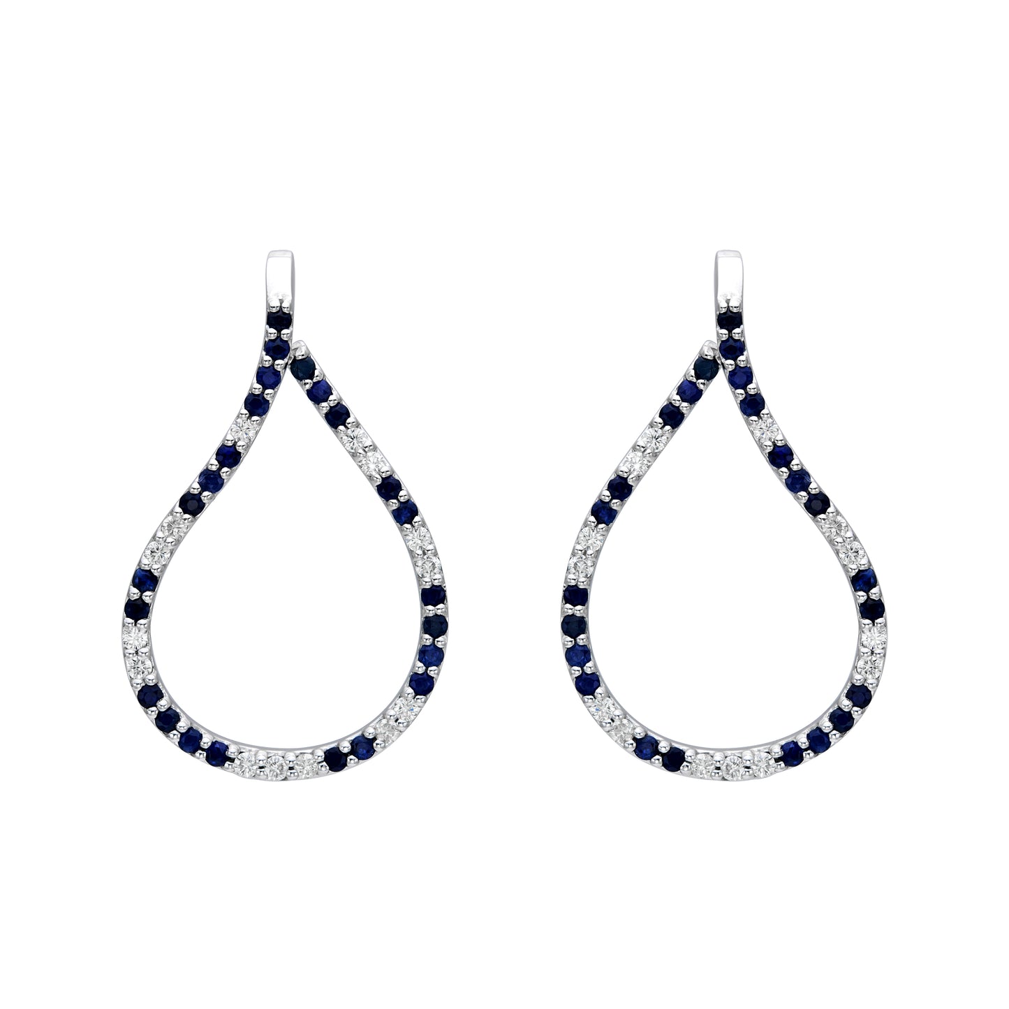 Teardrop Alternating Diamond & Sapphire Earrings
