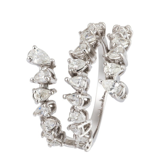 4 Row Pear Shape Spiral Ring