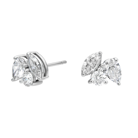 Mixed Shape Trio Stud Earrings