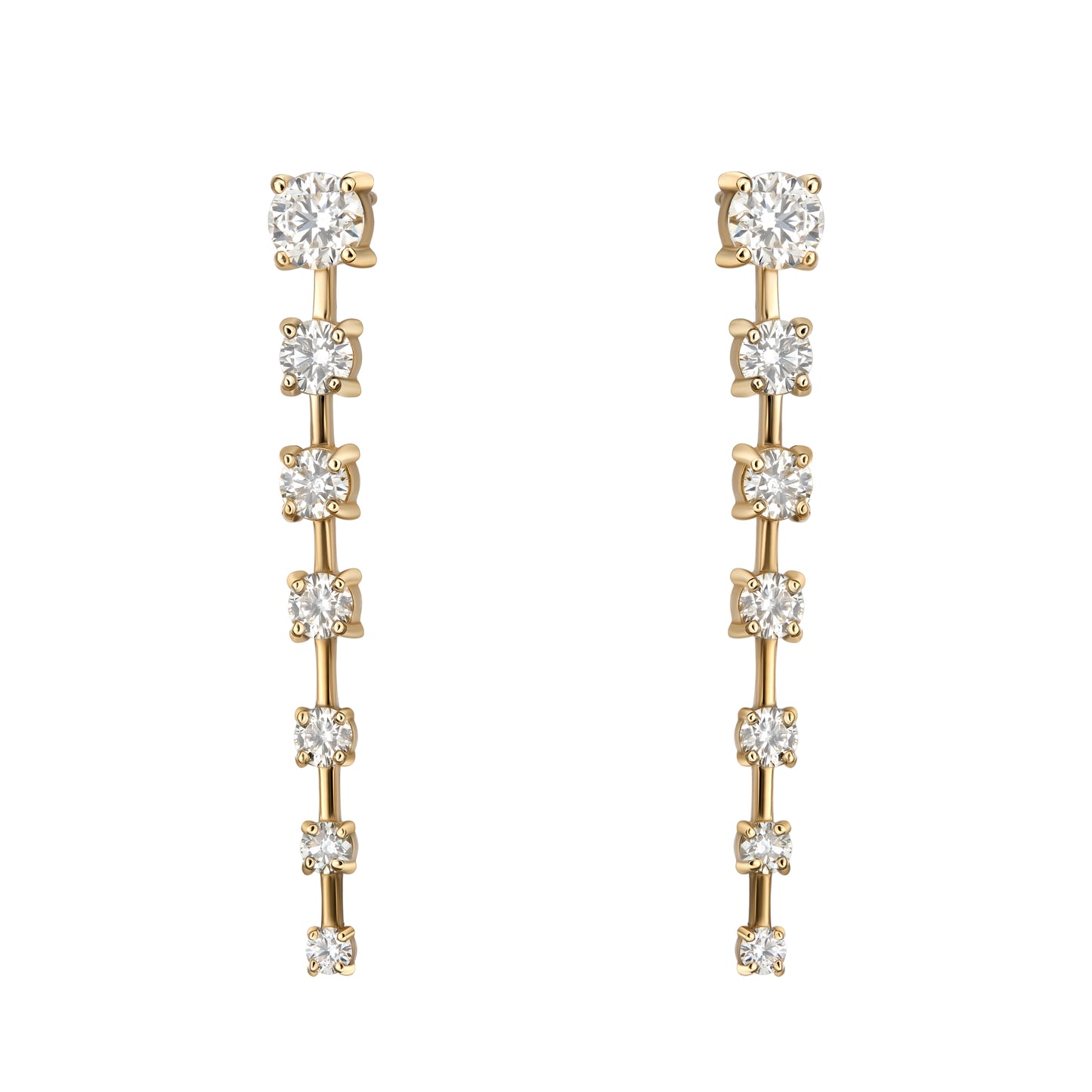 One Line Spaced Graduated Drop Earrings