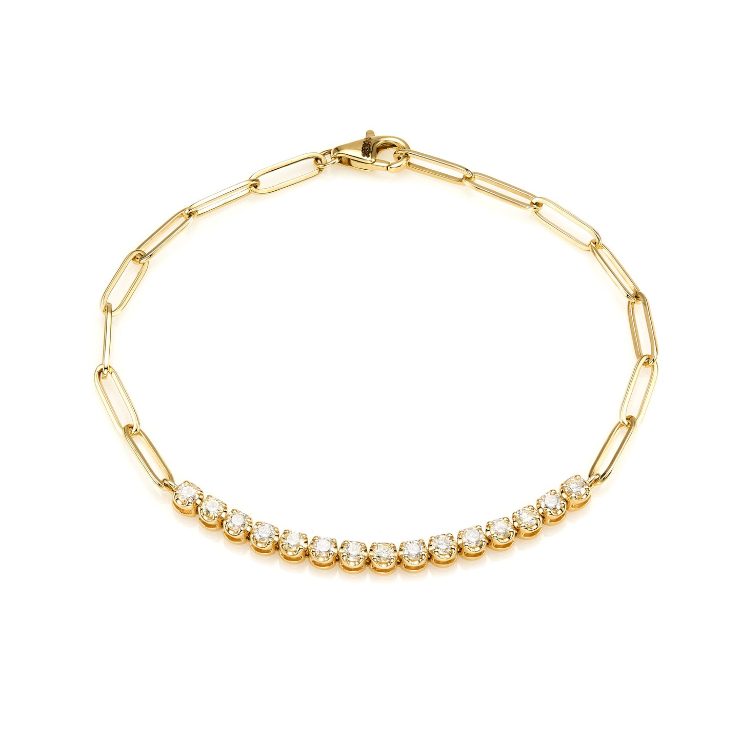 Round Diamond & Paperclip Chain Bracelet