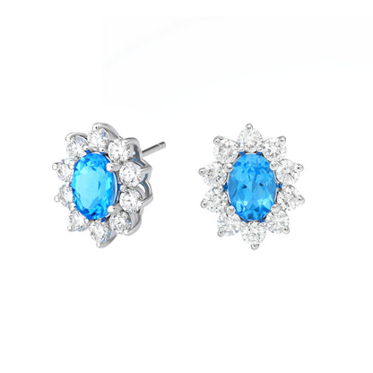 Multicolor Oval Halo Earrings