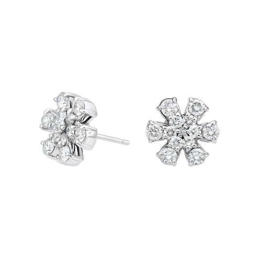 Flower Stud Cluster Earrings