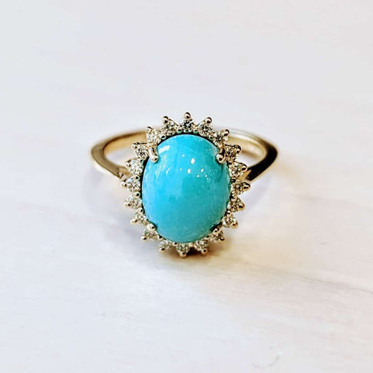 Oval Turquoise Halo Ring