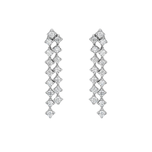 Double Line Square Drop Earrings