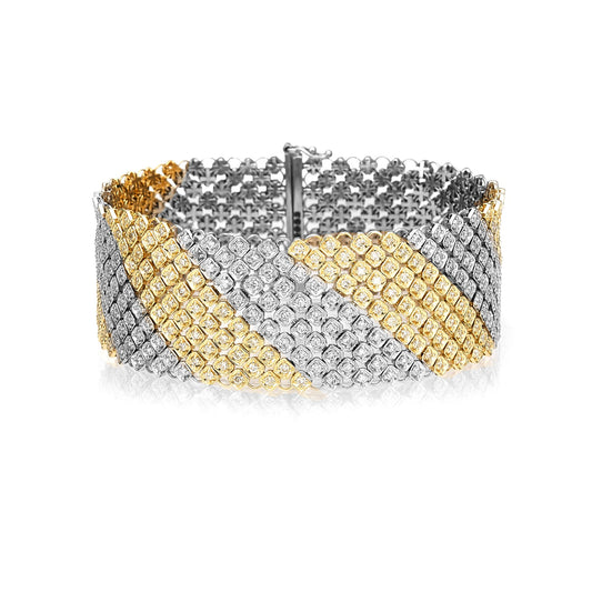 Two Tone Diamond Cuff Bracelet