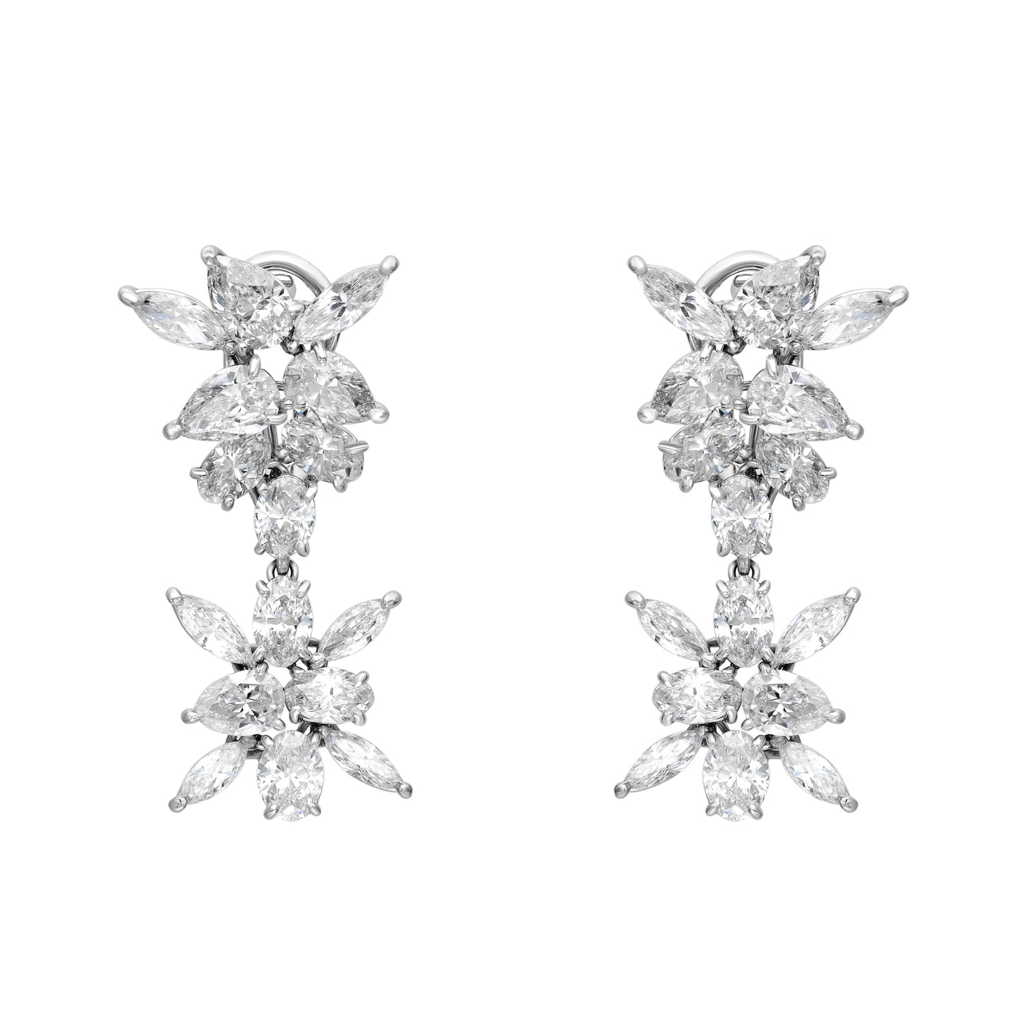 Multi Fancy Shape Cluster Extension Drop Earrings
