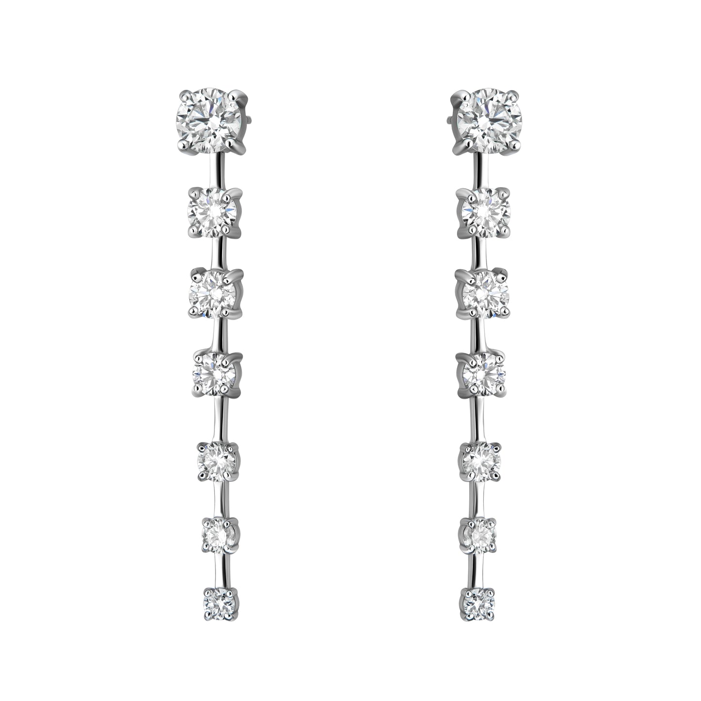One Line Spaced Graduated Drop Earrings