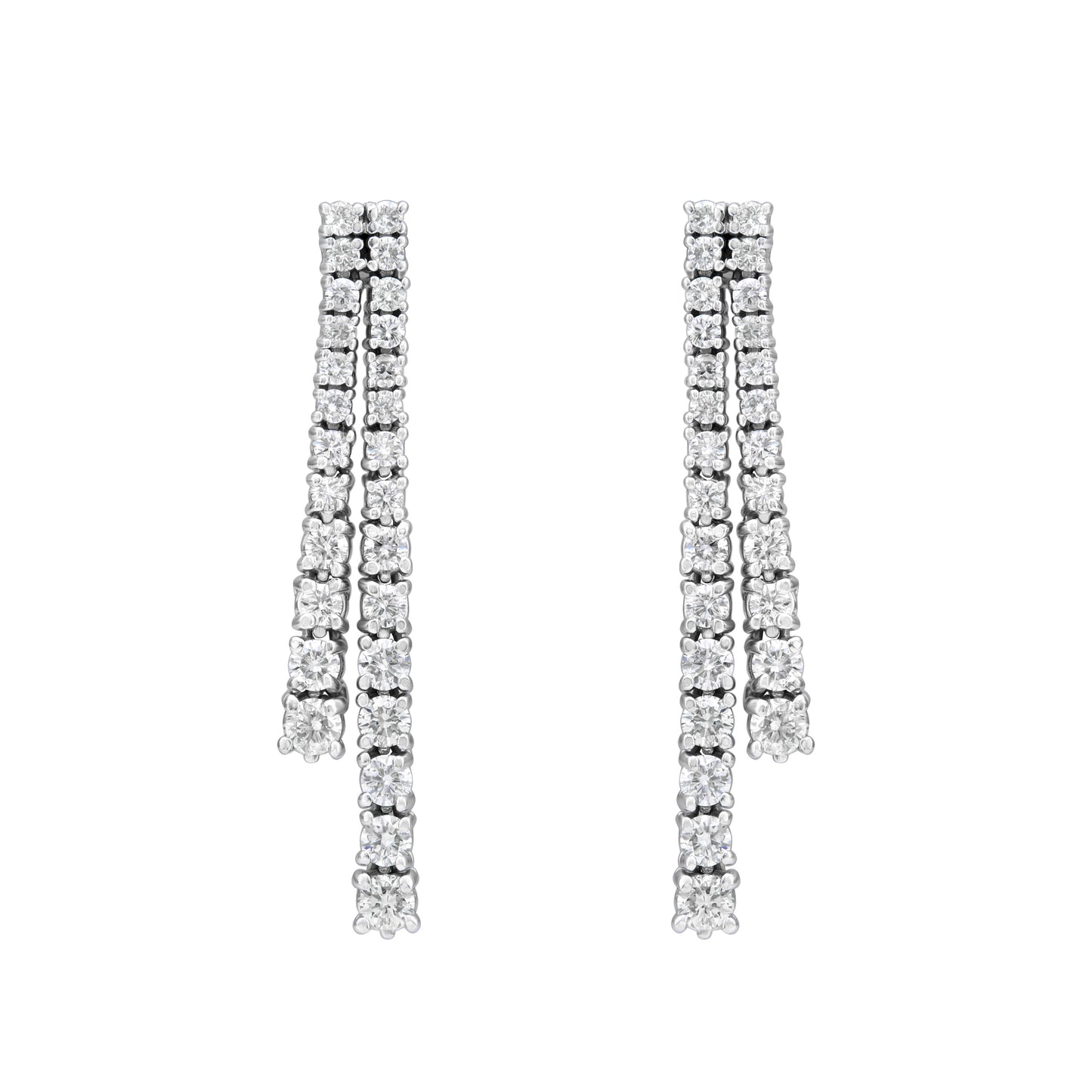 Double Line Four Prong Graduated Drop Earrings