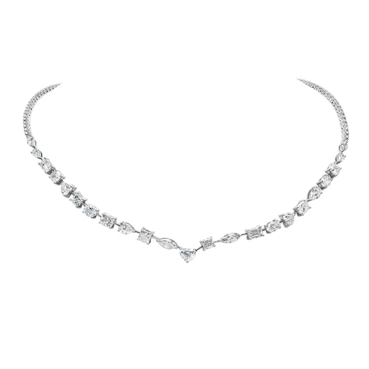 Mixed Shape Half Tennis Necklace