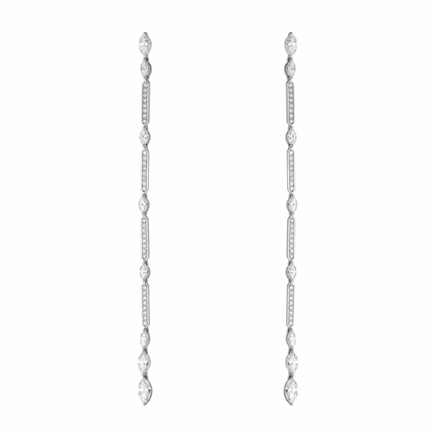 Marquise & Round One Line Drop Earrings