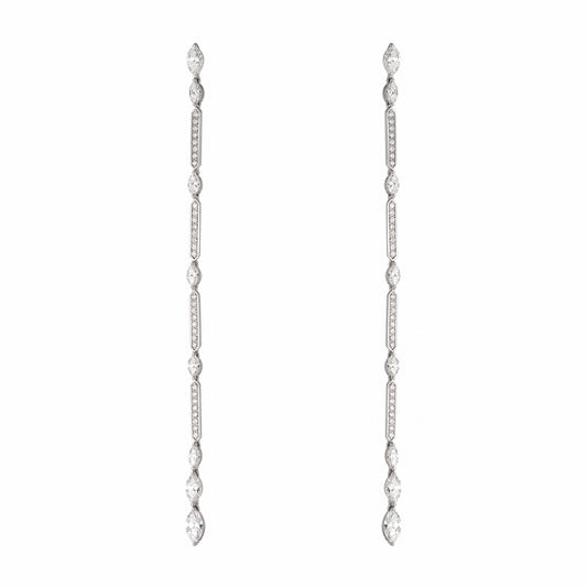 Marquise & Round One Line Drop Earrings