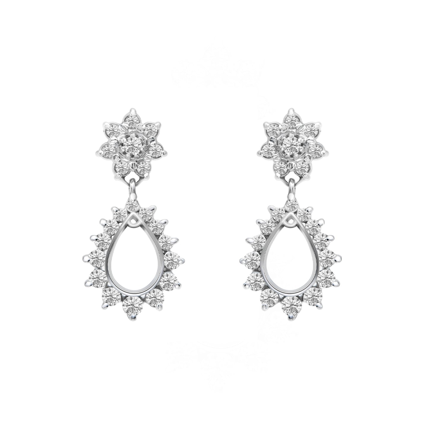Flower Top Pear Outline Earrings