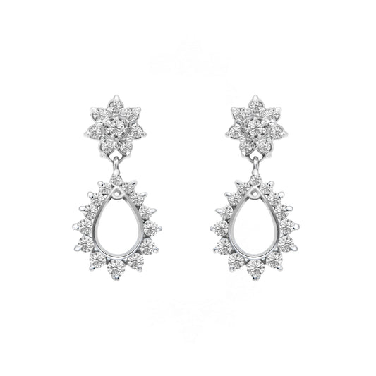 Flower Top Pear Outline Earrings