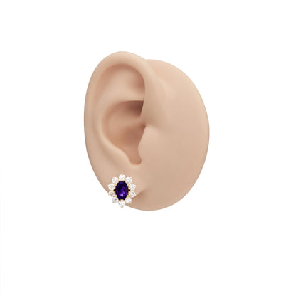 Multicolor Oval Halo Earrings