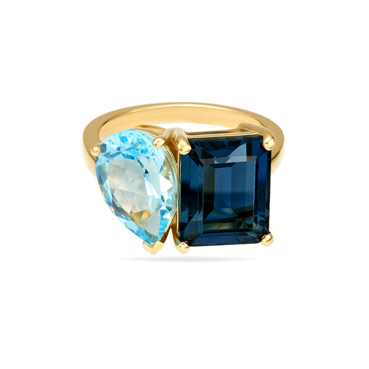 Blue Topaz Toi Et Moi Ring