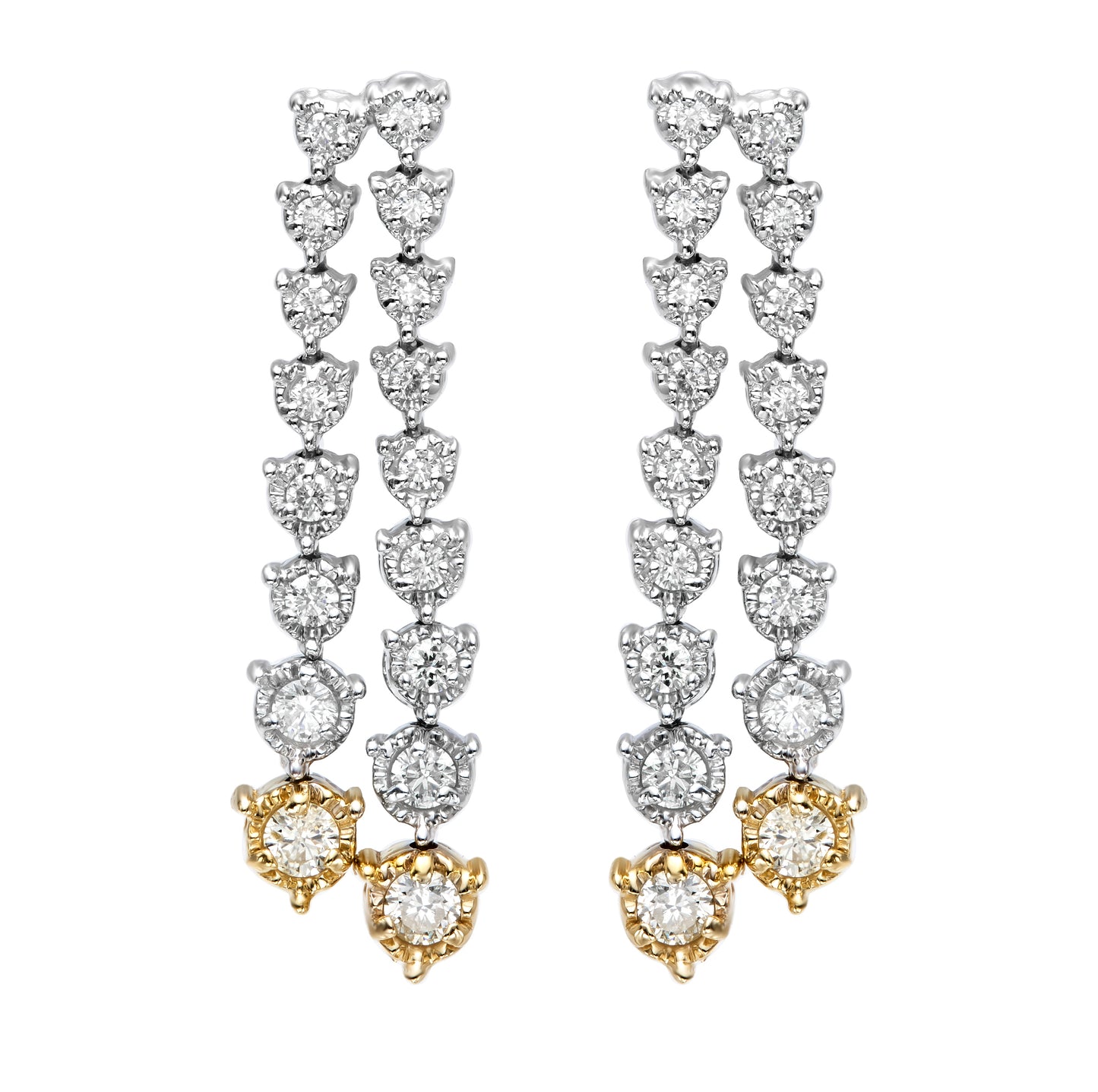 Two Tone Illusion Graduated Double Line Drop Earrings