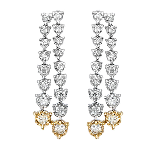 Two Tone Illusion Graduated Double Line Drop Earrings