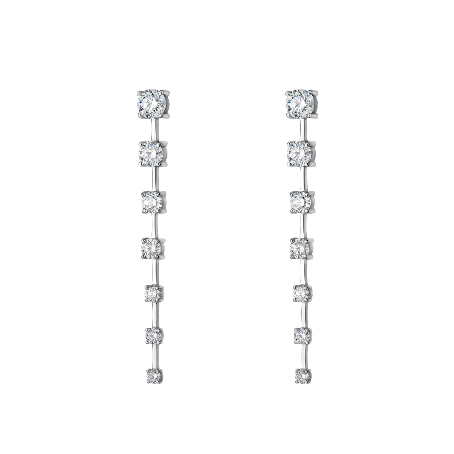 One Line Spaced Graduated Drop Earrings
