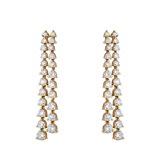 Double Line Three Prong Graduated Drop Earrings