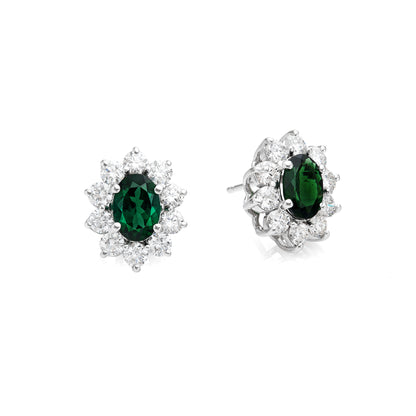 Multicolor Oval Halo Earrings