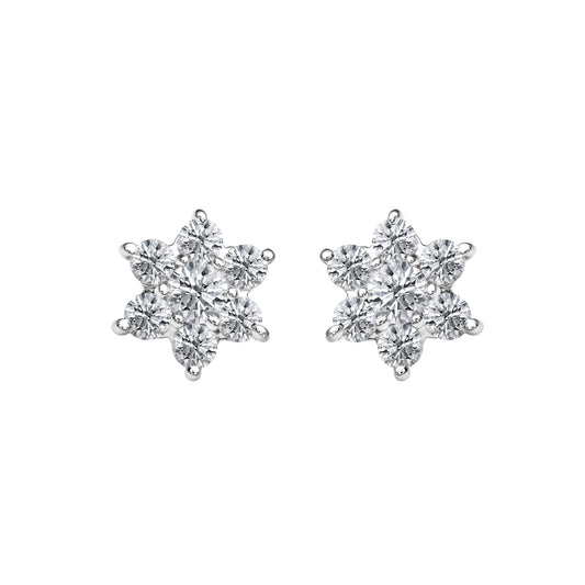 Studs Flower Round Center Cluster Earrings