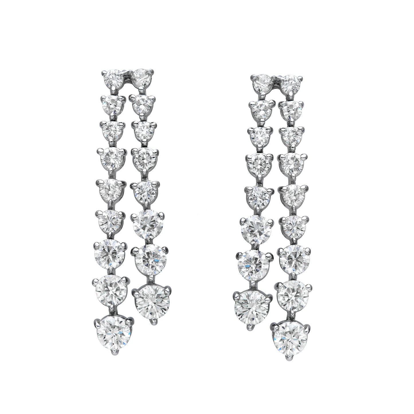 Double Line Three Prong Graduated Drop Earrings