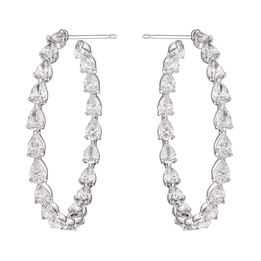Pear Diamond Hoops