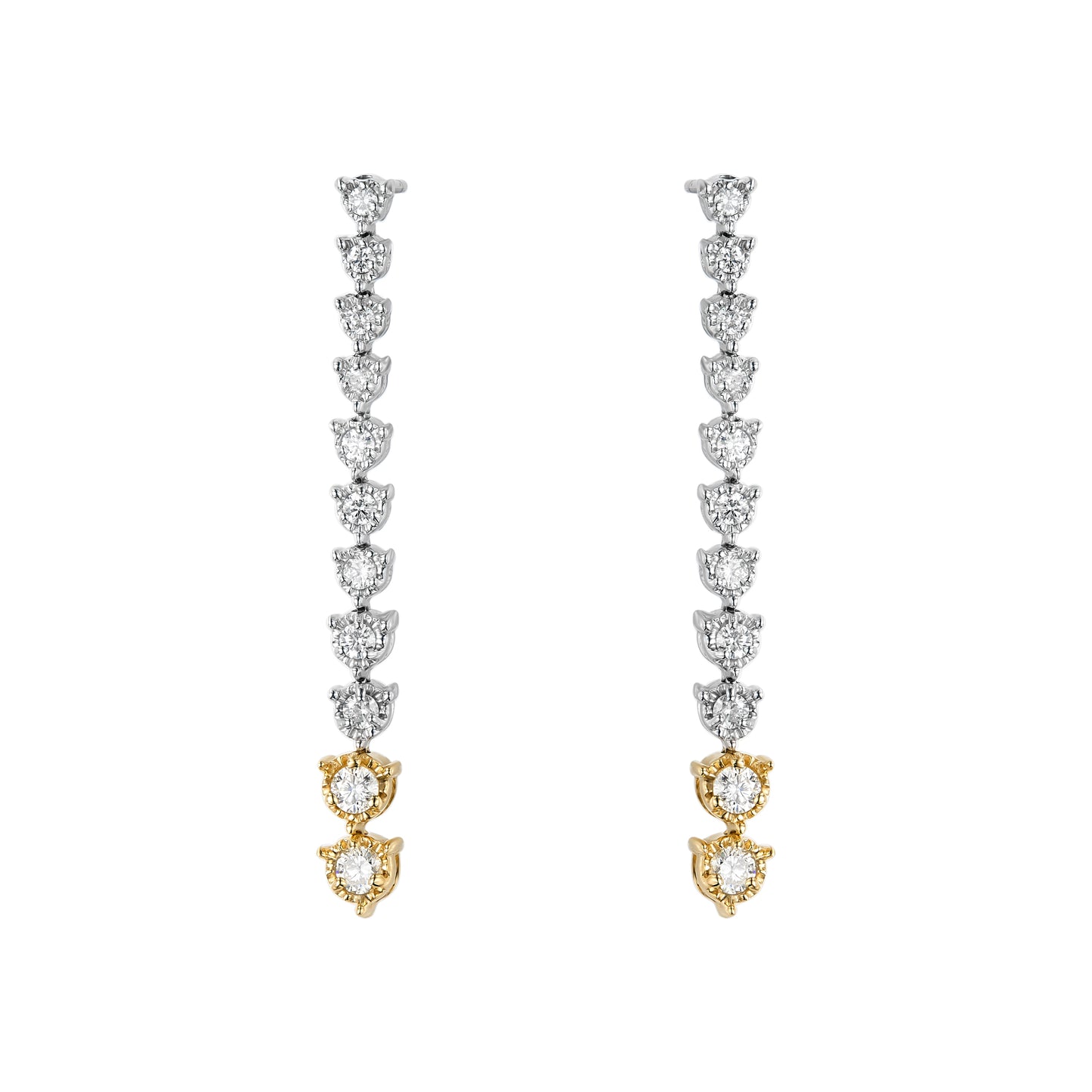 Two Tone One Line Graduated Illusion Drop Earrings