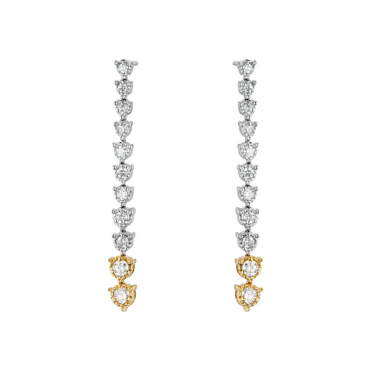 Two Tone One Line Graduated Illusion Drop Earrings