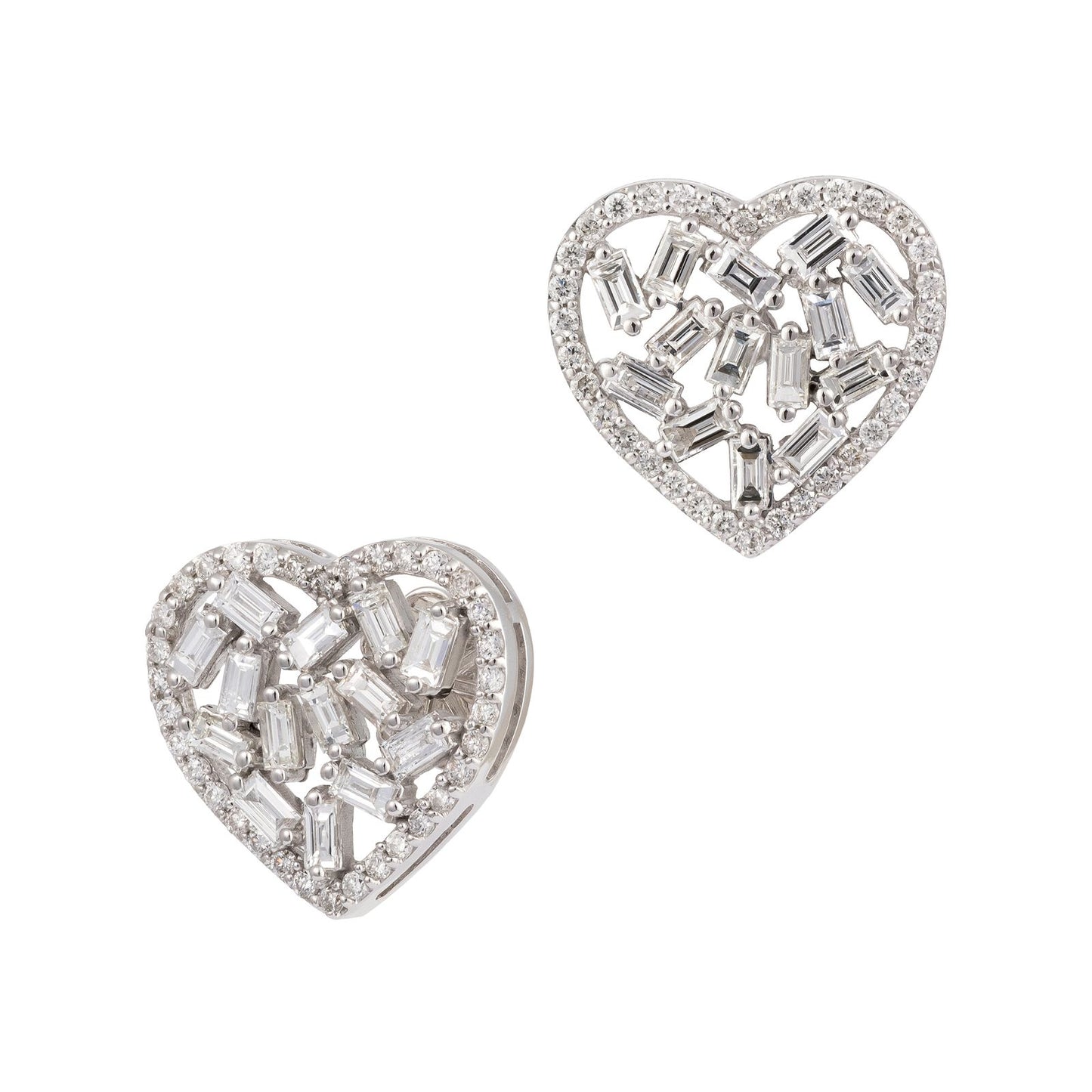 Heart Shaped Cluster Stud Earrings