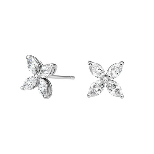 Marquise Floral Quad Stud Earrings