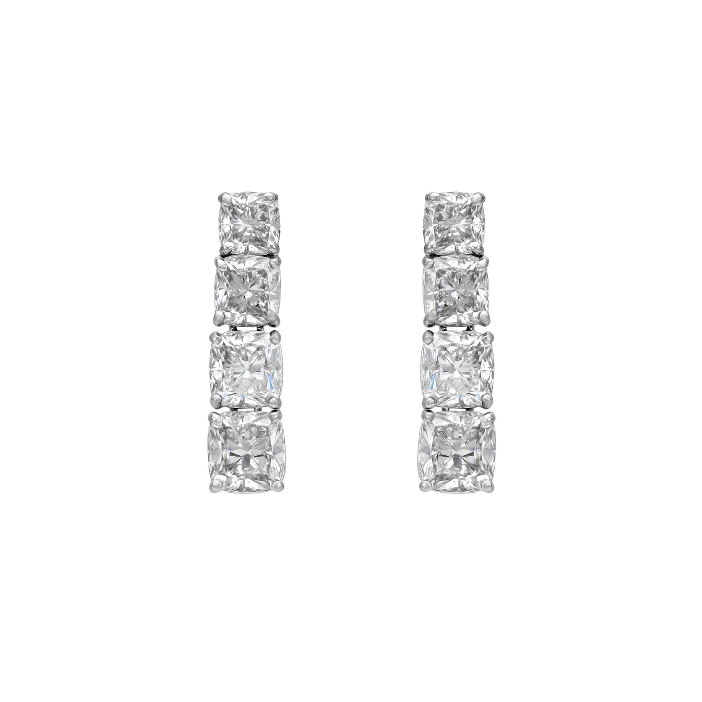 One Line Cushion Graduated Drop Earrings