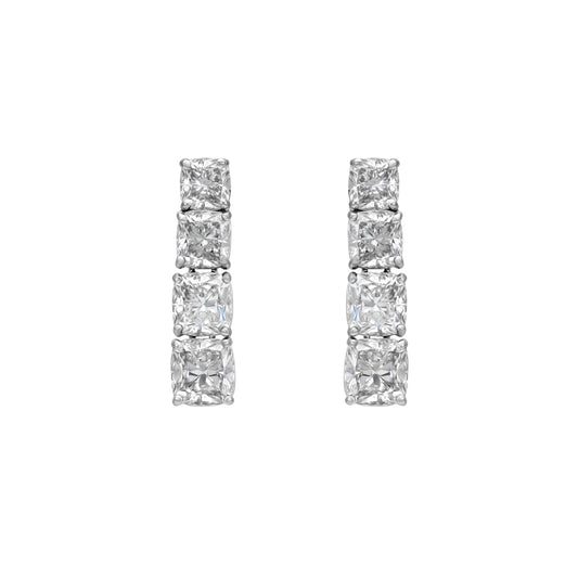 One Line Cushion Graduated Drop Earrings