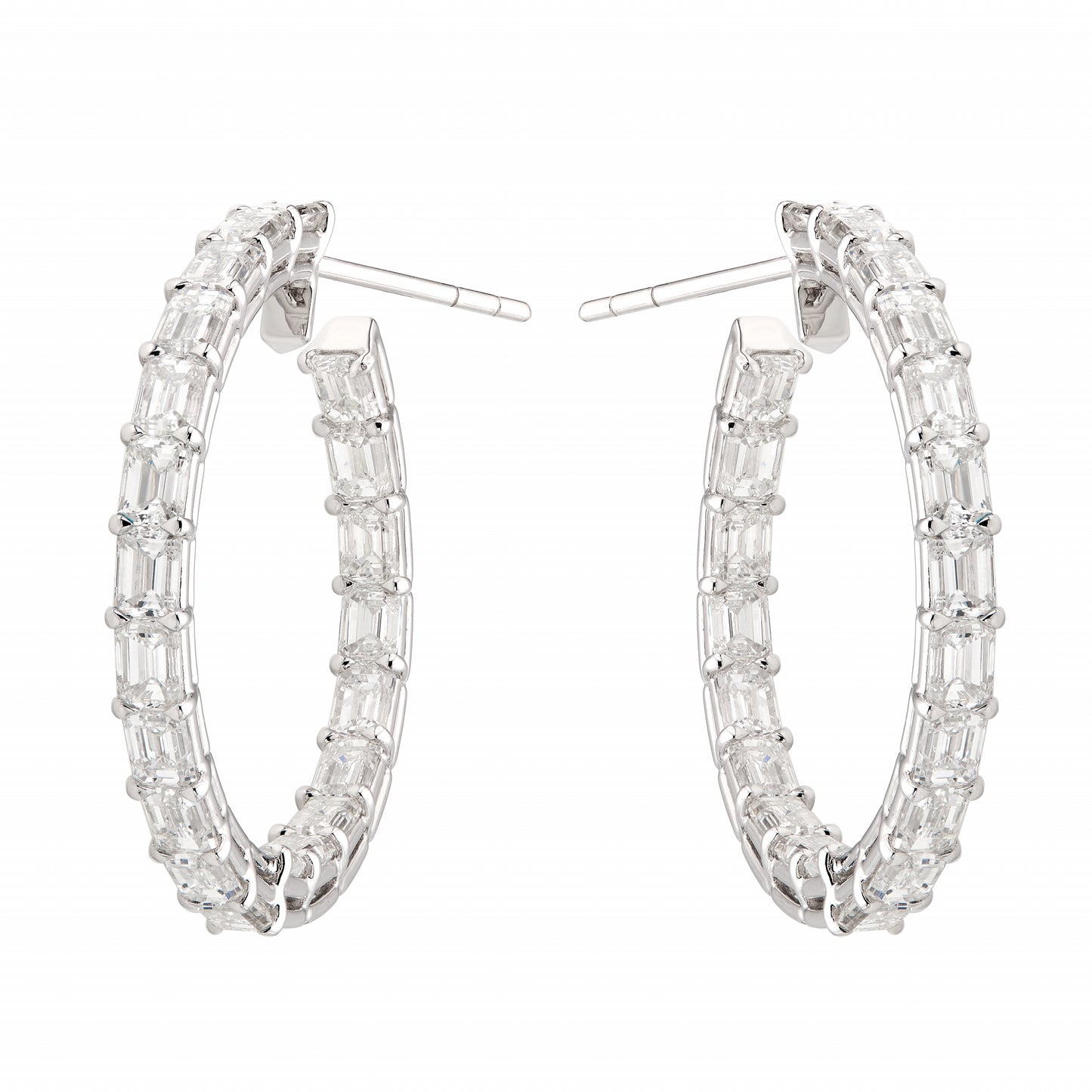 Emerald Cut Diamond Hoops