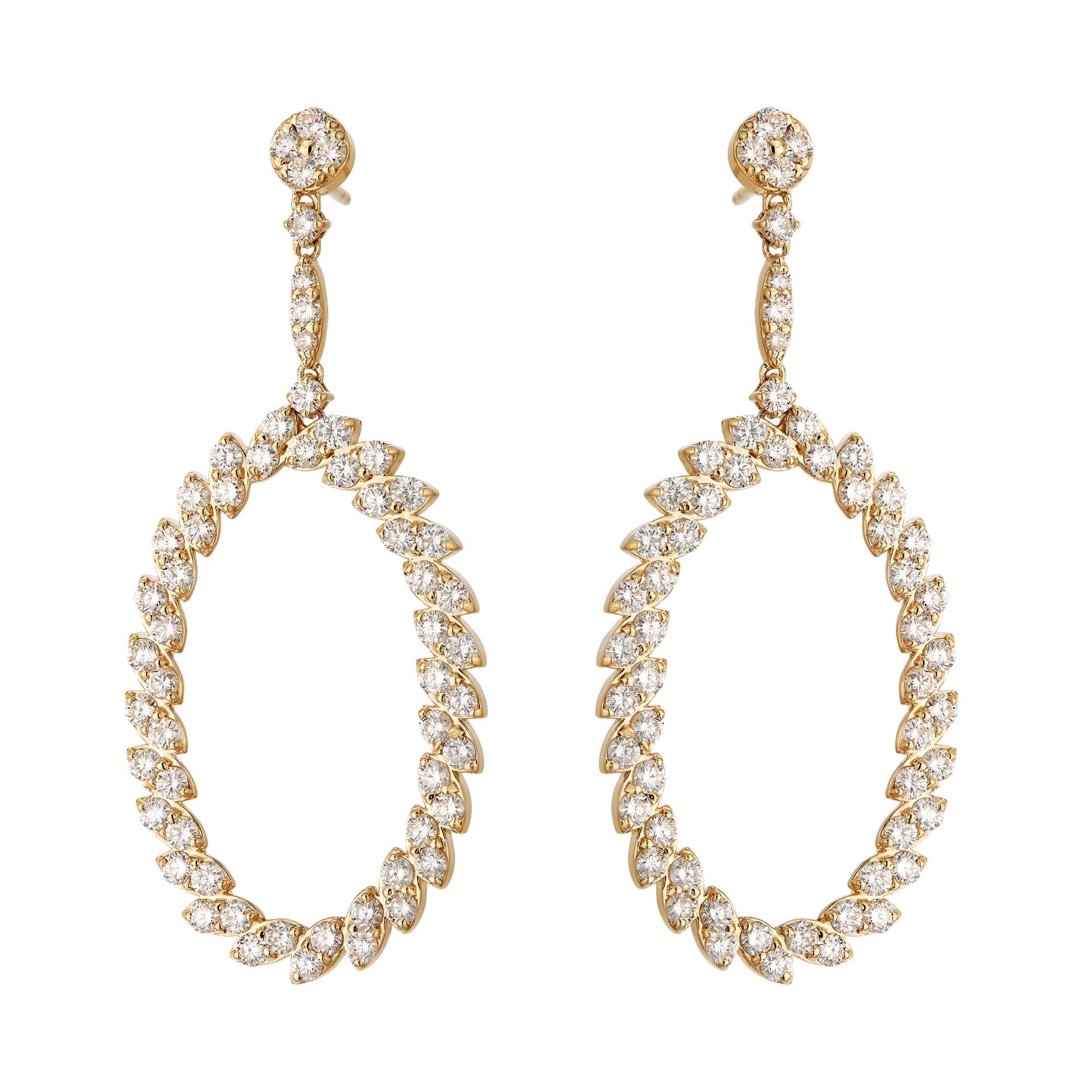 Diamond Open Oval Drop Earrings