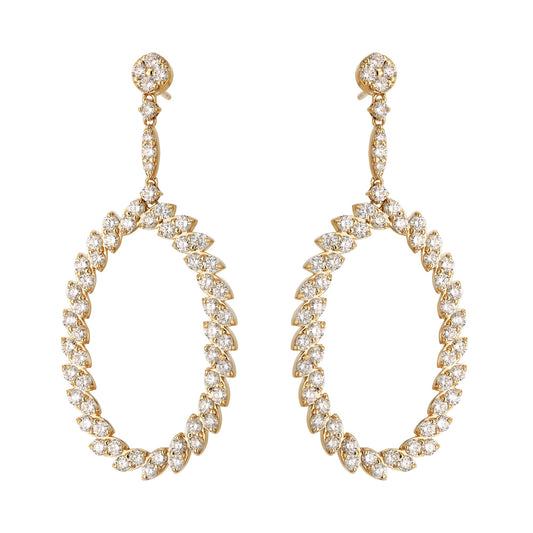 Diamond Open Oval Drop Earrings